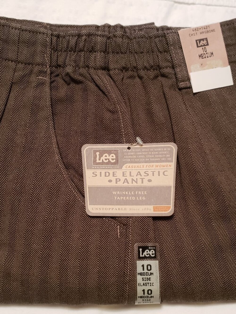 Lee Casuals Wrinkle Free Women's Pants, Sz 10 Medium, Herringbone